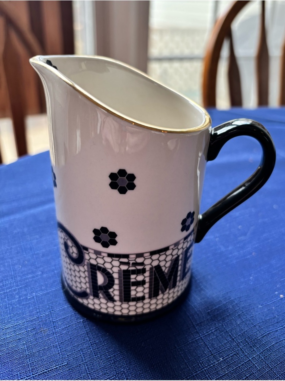 Anthropologie Bistro Tile Stoneware Ceramic Pitcher